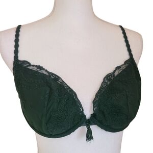 la perla lace underwire bra tassle accent deep forest green size 36C